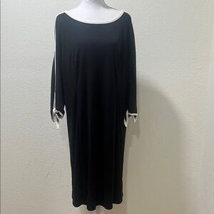 TALBOTS Elegant Black Dress with White Trim